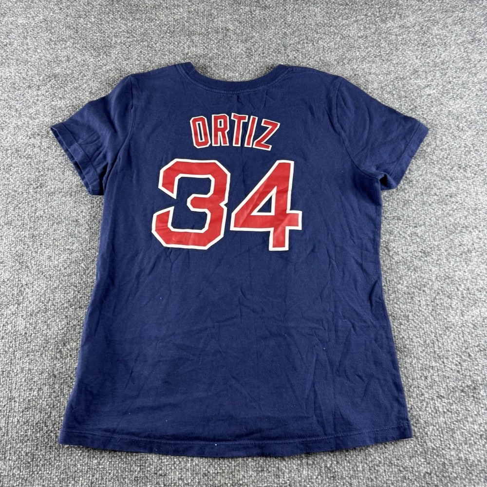 Boston Red Sox Shirt Womens M Blue MLB Baseball Nike Ortiz 34 T-Shirt Tee